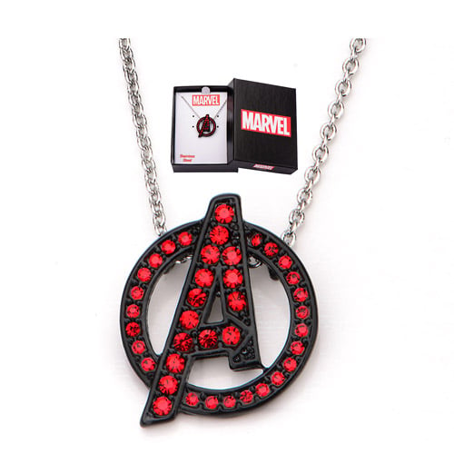 Avengers A Logo Red Bling Gems Necklace